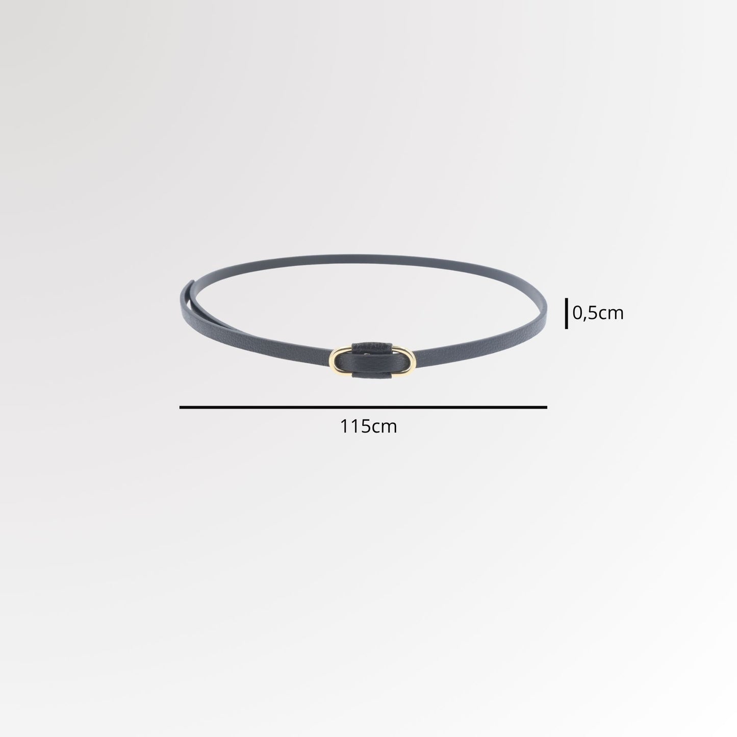 Cinto de Couro com Fivela Retangular Metalizada Preto