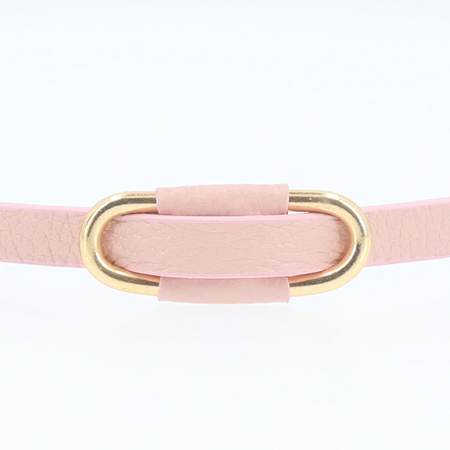 Cinto de Couro com Fivela Retangular Metalizada Rosa claro