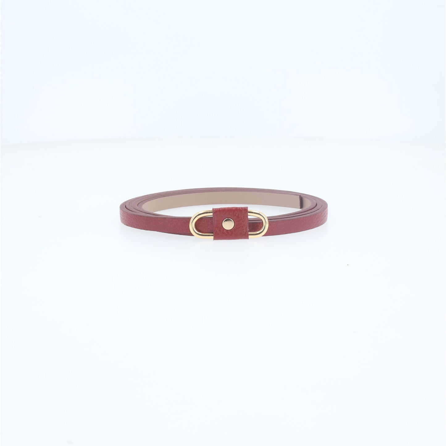 Cinto de Couro com Fivela Retangular Metalizada Vermelho