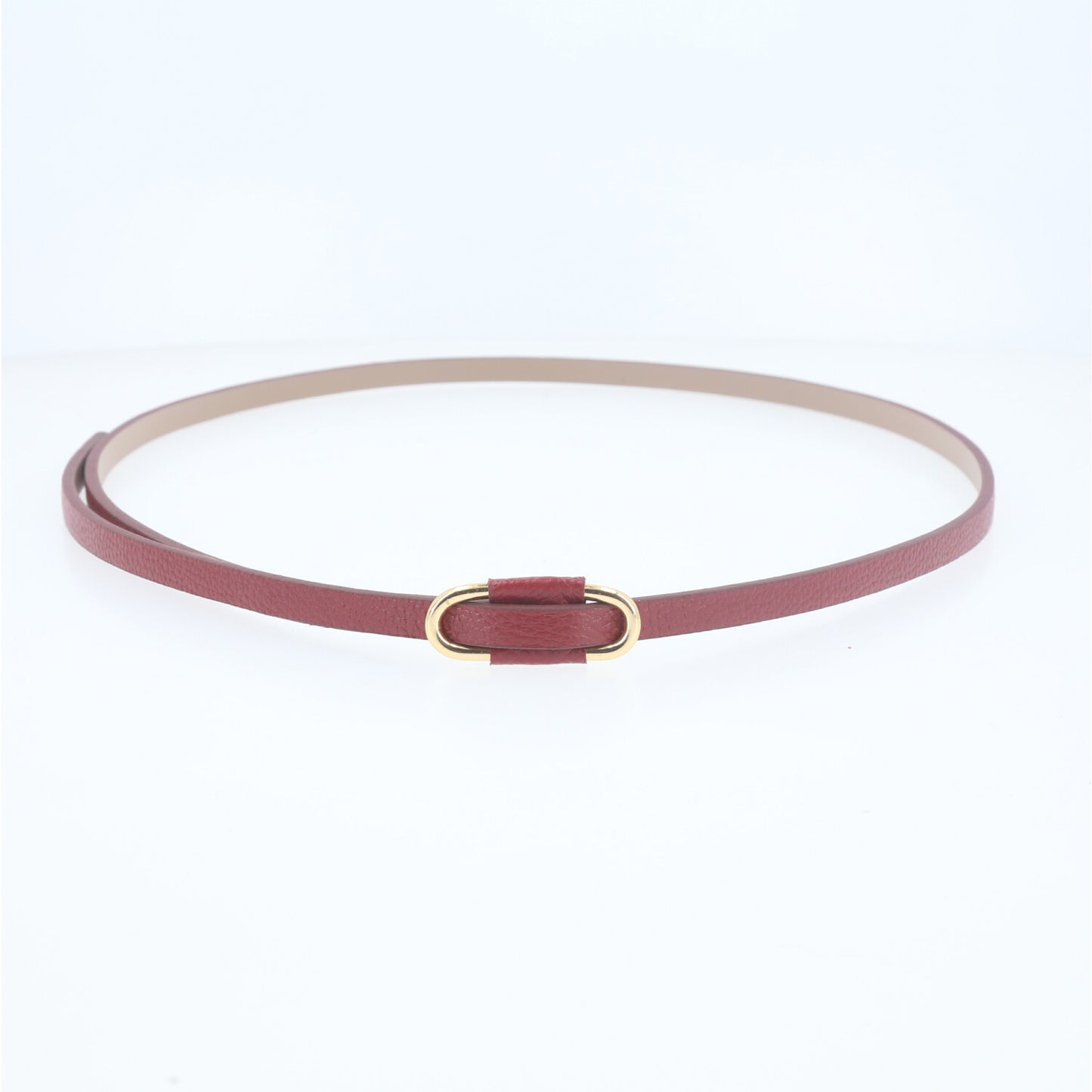 Cinto de Couro com Fivela Retangular Metalizada Vermelho
