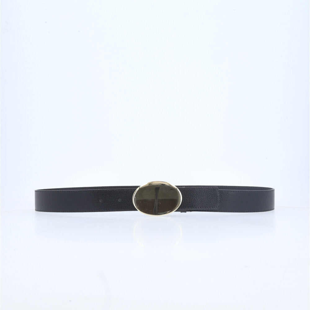 Cinto Feminino em Couro com Fivela Arredondada Preto