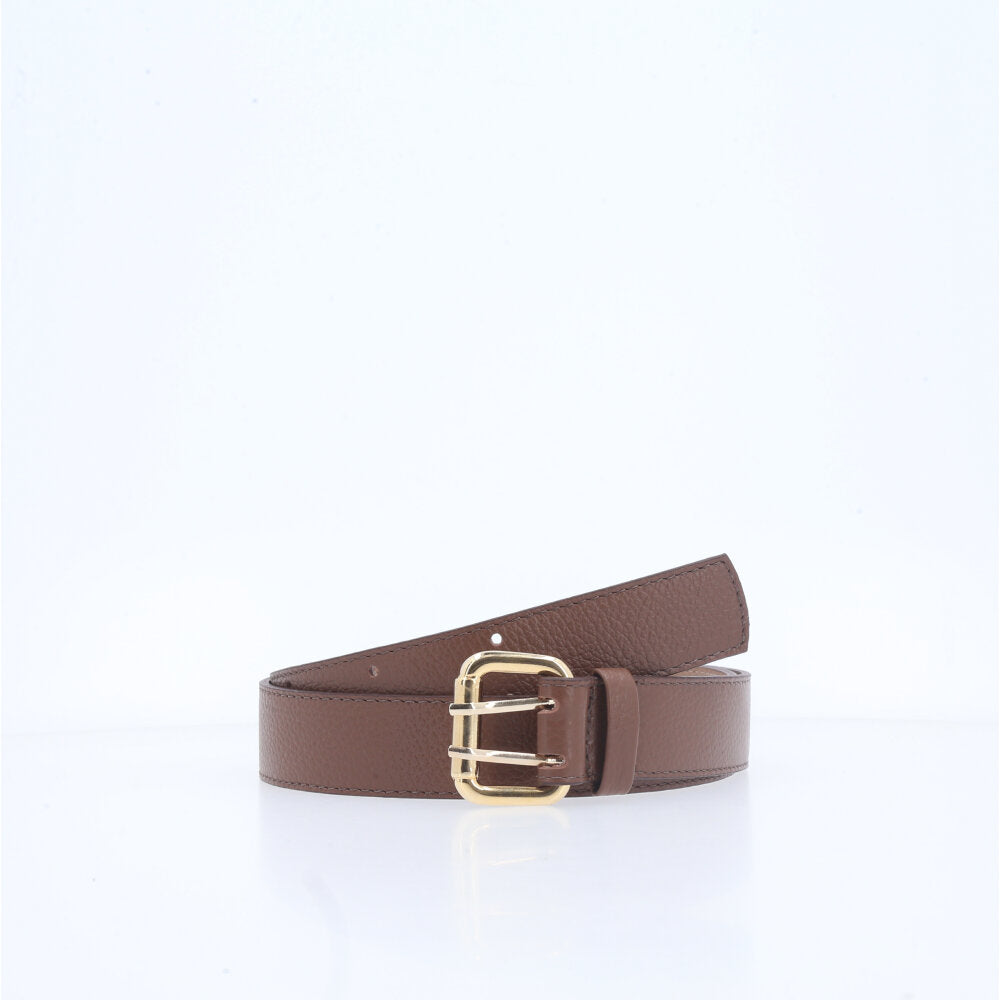 Cinto Feminino em Couro com Pino Duplo Marrom