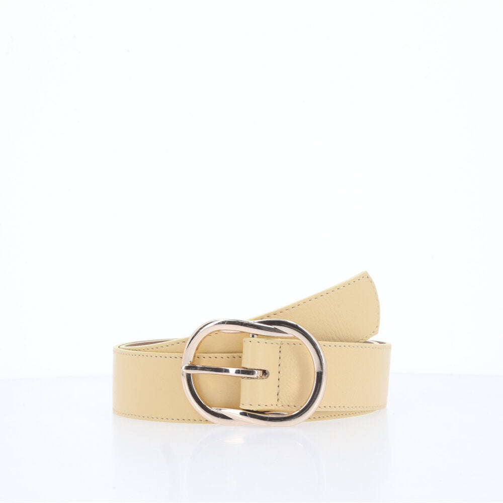 Cinto Feminino de Couro com Fivela em Design Torcido Amarelo