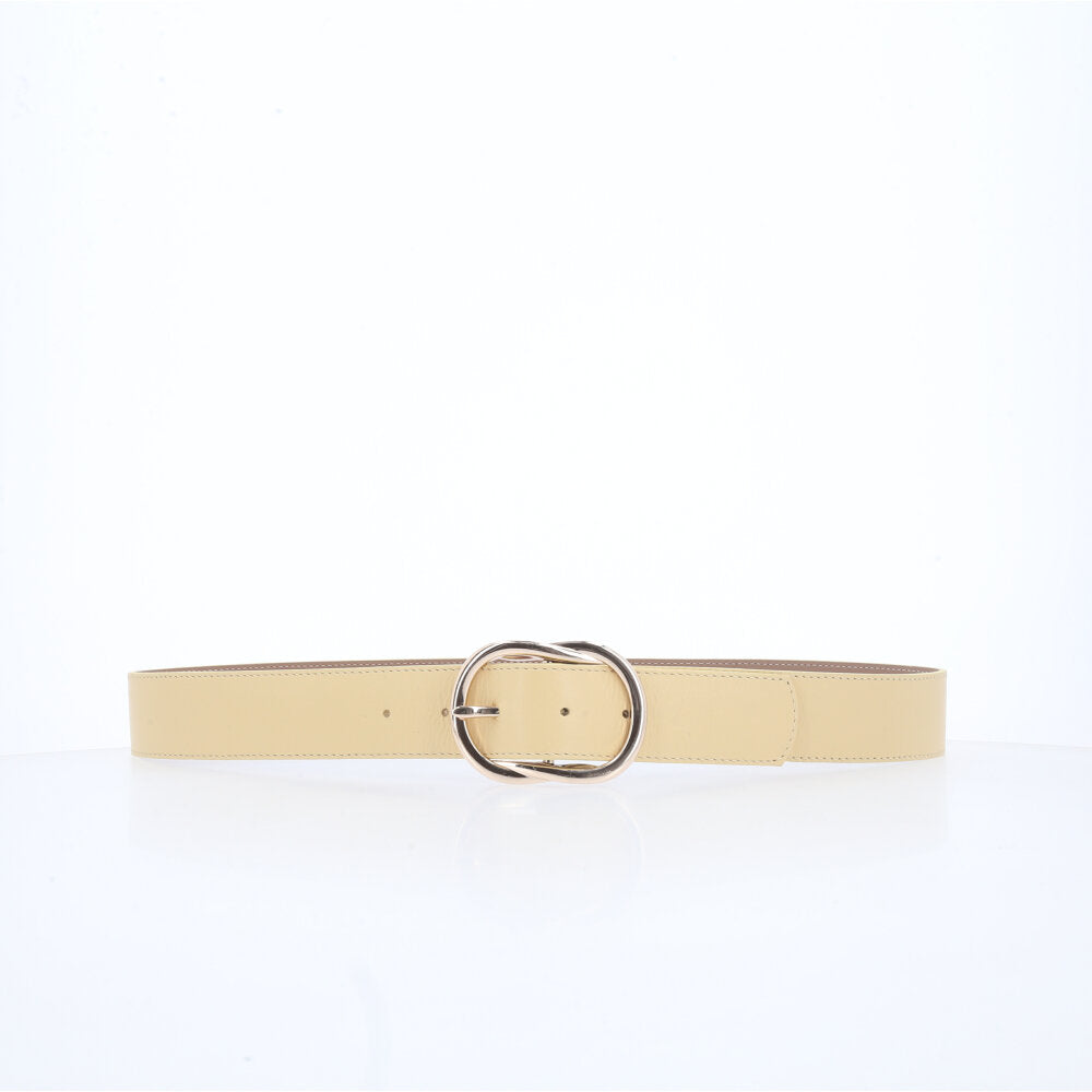 Cinto Feminino de Couro com Fivela em Design Torcido Amarelo