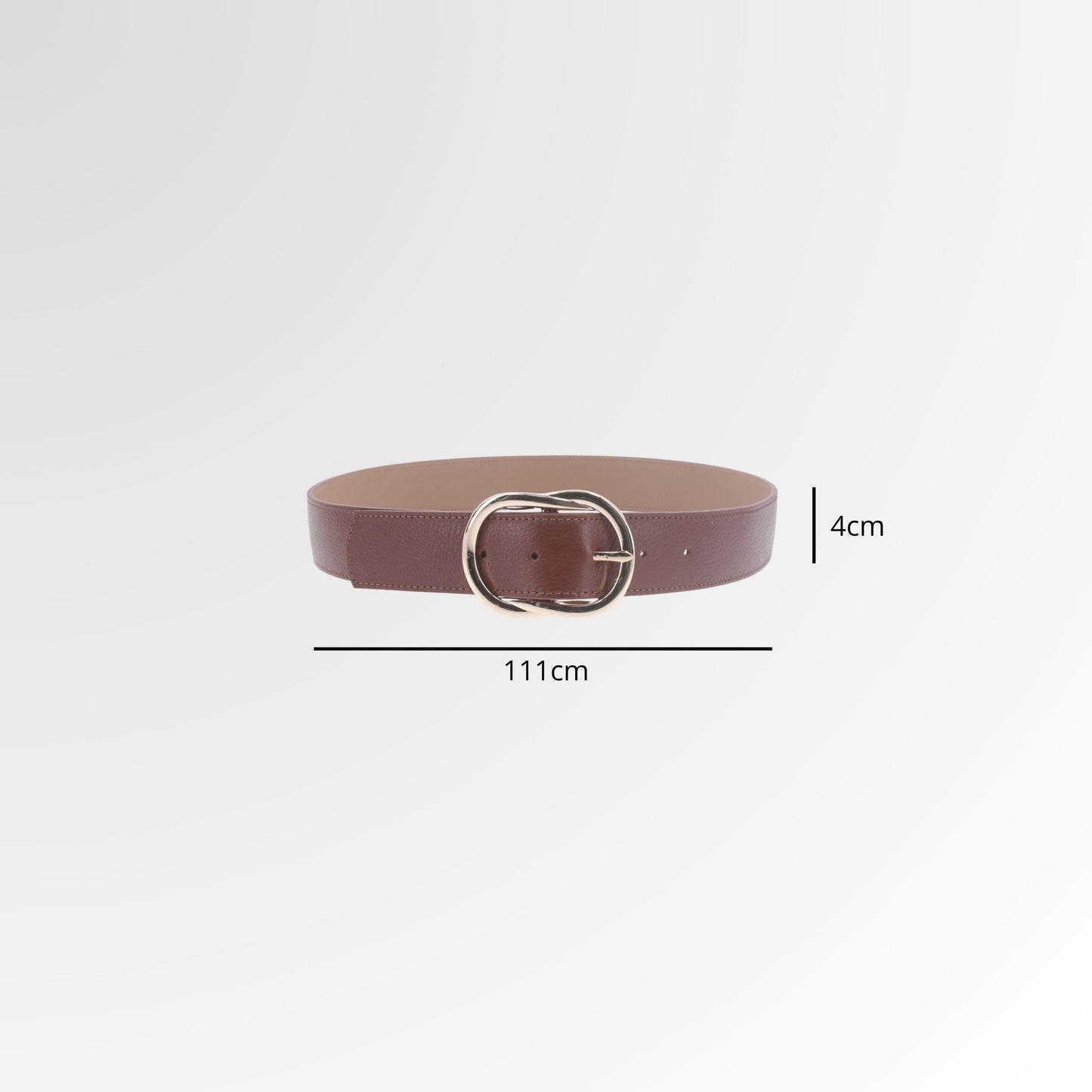 Cinto Feminino de Couro com Fivela em Design Torcido Marrom