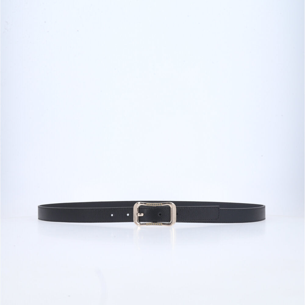 Cinto Feminino em Couro Fivela Dourada Preto