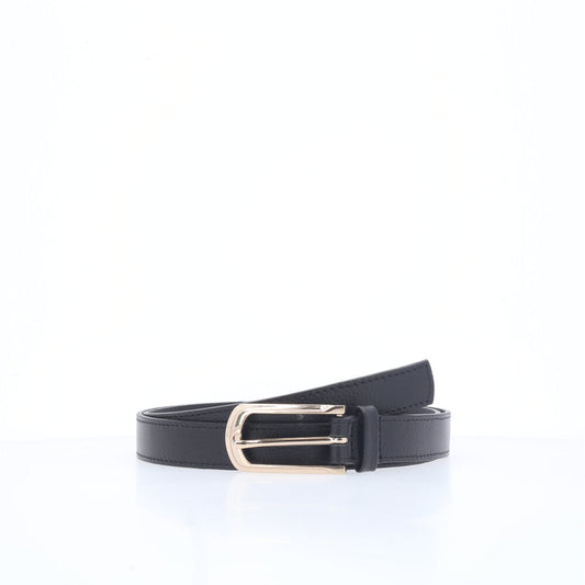 Cinto Feminino em Couro com Fivela Dourada Preto