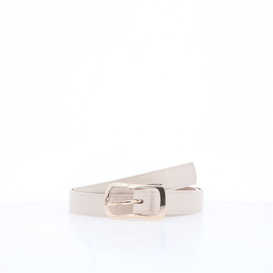 Cinto Feminino em Couro com Fivela Dourada Marfim