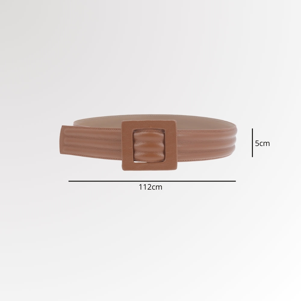 Cinto em Couro com Fivela Encapada Caramelo