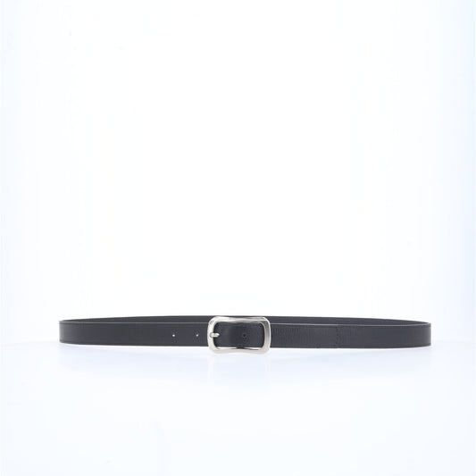 Cinto Feminino em Couro com Fivela Prateada Preto