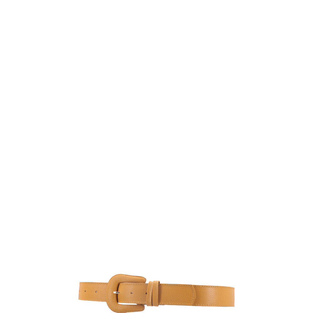 Cinto Feminino de Couro com Fivela Encapada Amarelo