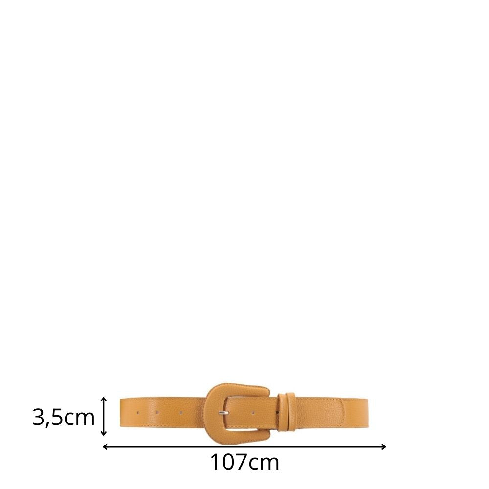 Cinto Feminino de Couro com Fivela Encapada Amarelo