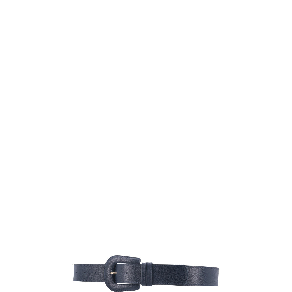 Cinto Feminino de Couro com Fivela Encapada Azul escuro
