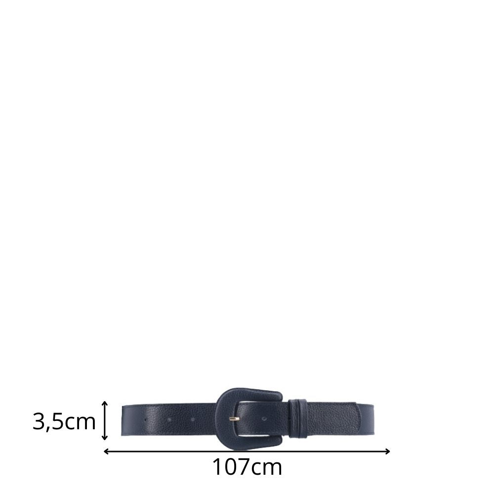 Cinto Feminino de Couro com Fivela Encapada Azul escuro