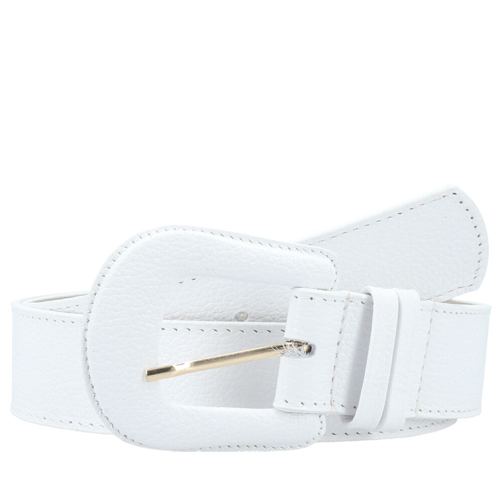 Cinto Feminino de Couro com Fivela Encapada Branco
