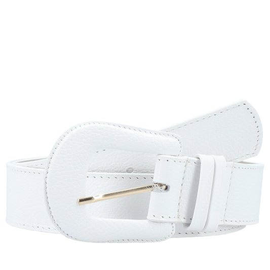 Cinto Feminino de Couro com Fivela Encapada Branco
