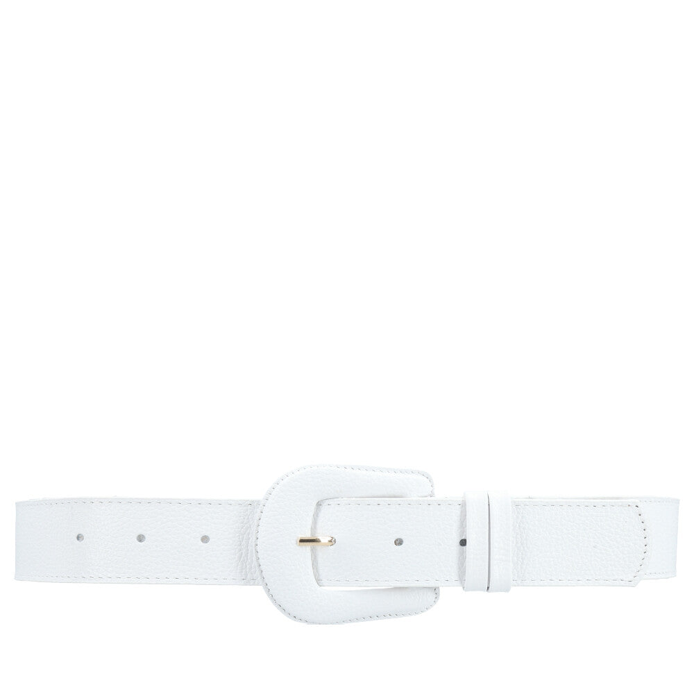 Cinto Feminino de Couro com Fivela Encapada Branco