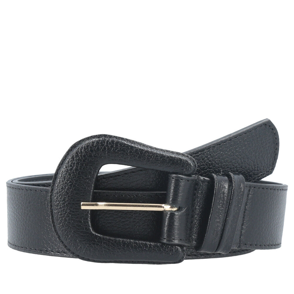 Cinto Feminino de Couro com Fivela Encapada Preto