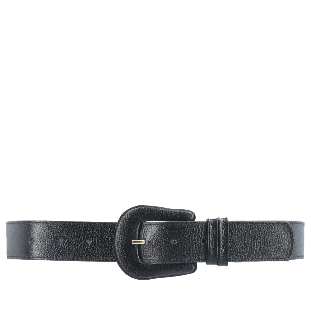 Cinto Feminino de Couro com Fivela Encapada Preto
