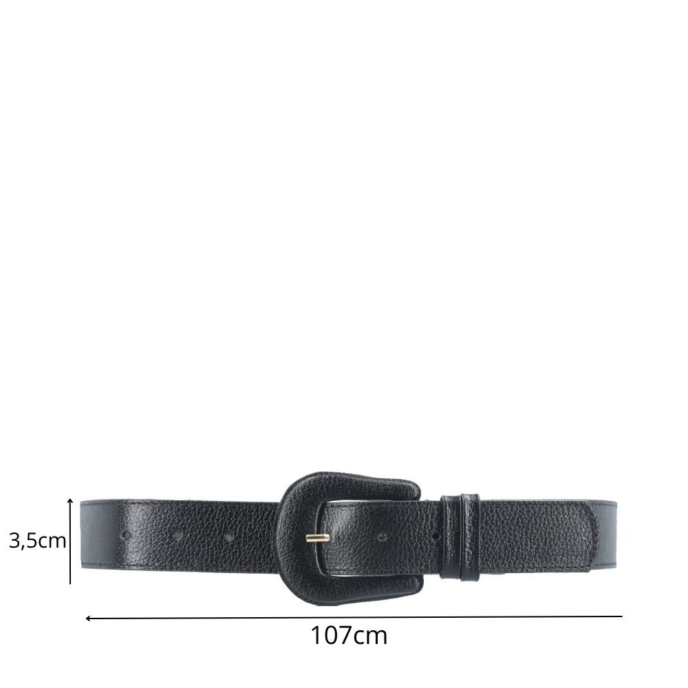 Cinto Feminino de Couro com Fivela Encapada Preto