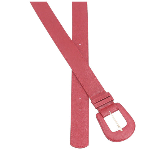 Cinto Feminino de Couro com Fivela Encapada Vermelho