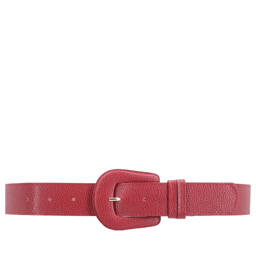 Cinto Feminino de Couro com Fivela Encapada Vermelho