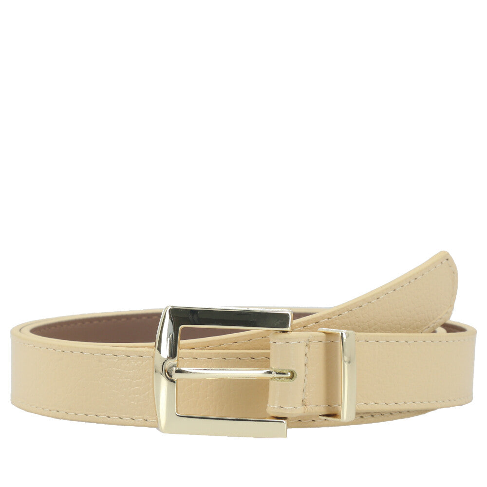 Cinto Feminino de Couro Fivela Metalizada Dourada Amarelo
