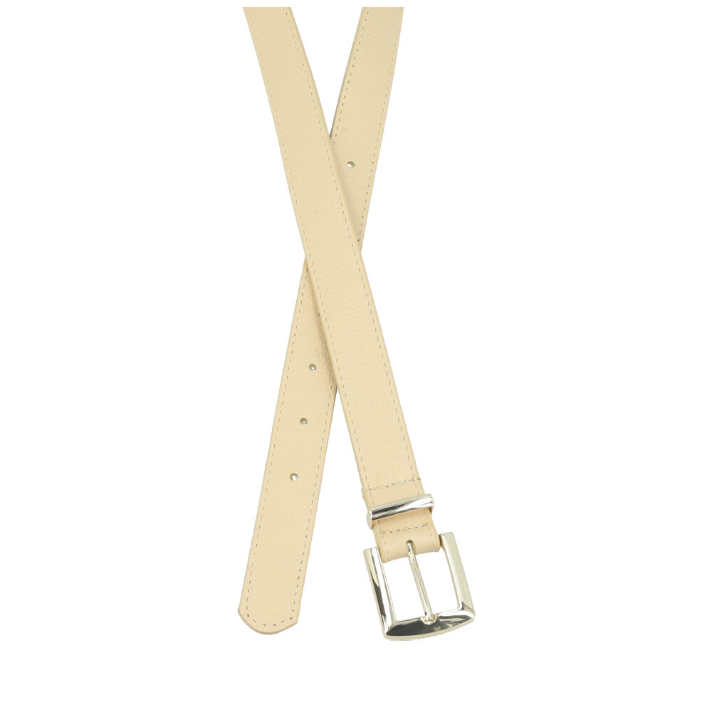 Cinto Feminino de Couro Fivela Metalizada Dourada Amarelo