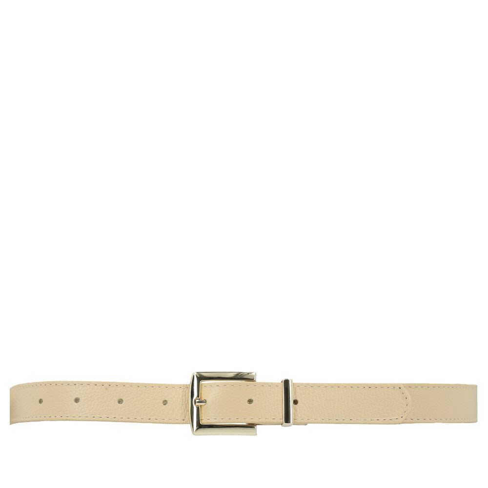 Cinto Feminino de Couro Fivela Metalizada Dourada Amarelo