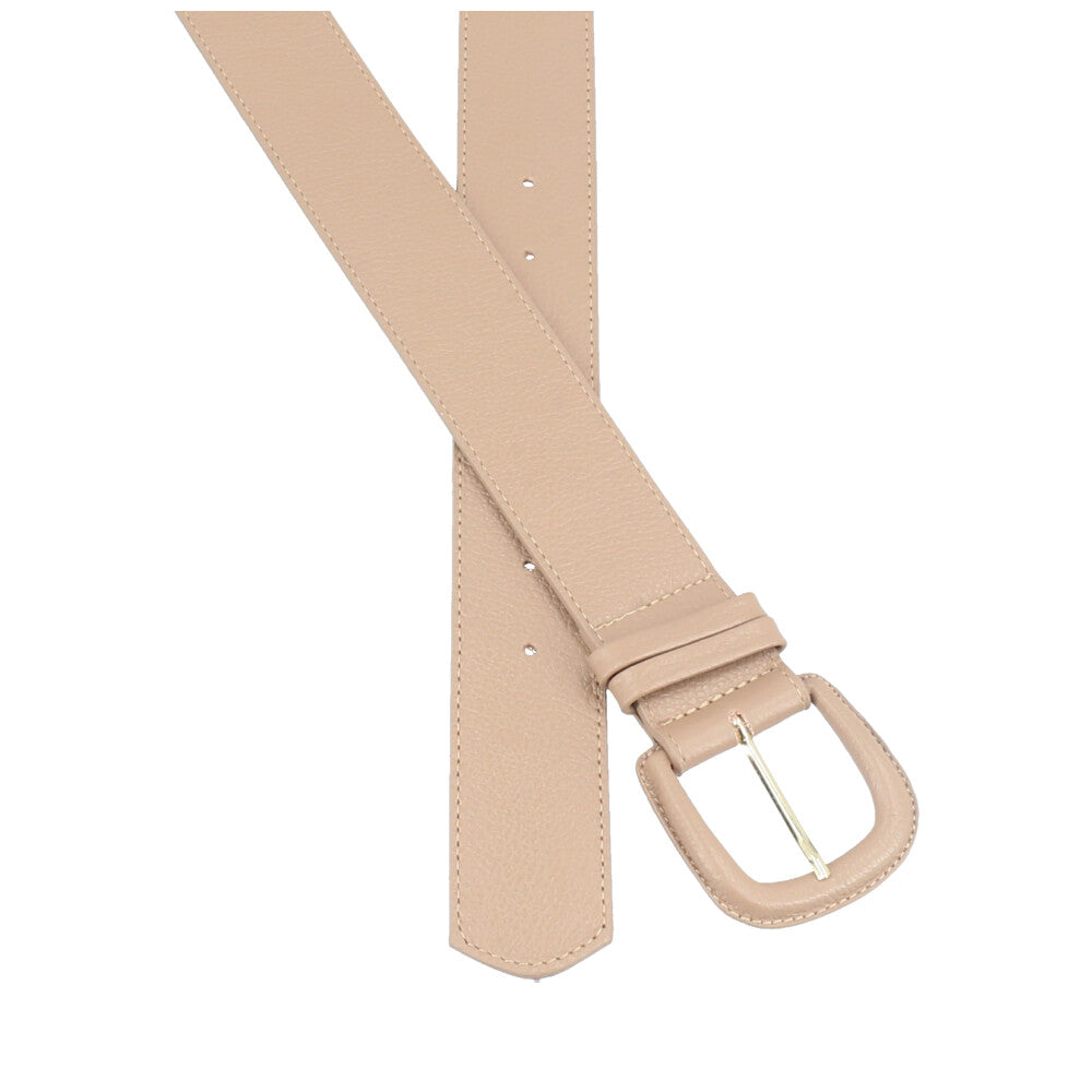Cinto Maxi Feminino de Couro com Fivela Encapada Bege escuro