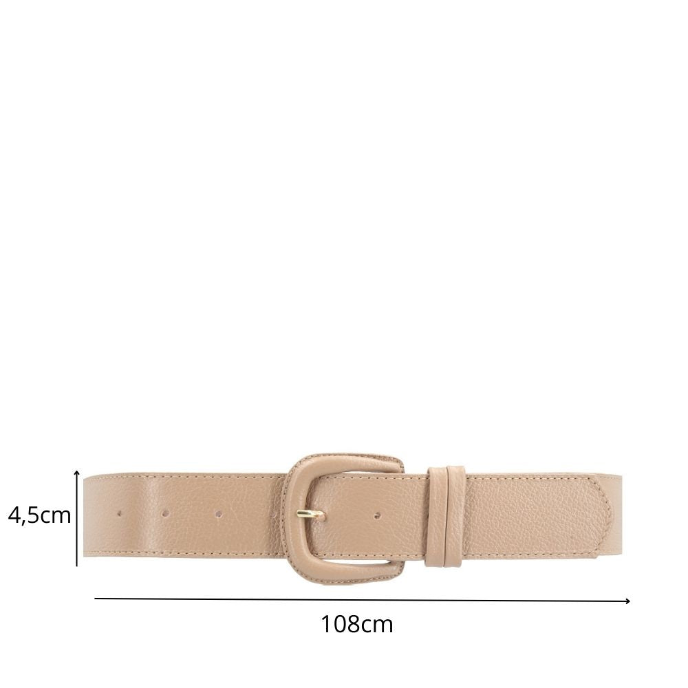 Cinto Maxi Feminino de Couro com Fivela Encapada Bege escuro