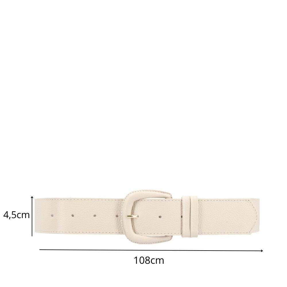 Cinto Maxi Feminino de Couro com Fivela Encapada Marfim