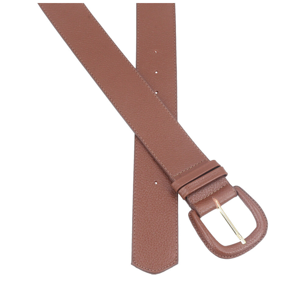 Cinto Maxi Feminino de Couro com Fivela Encapada Marrom