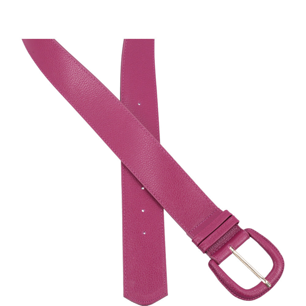 Cinto Maxi Feminino de Couro com Fivela Encapada Pink