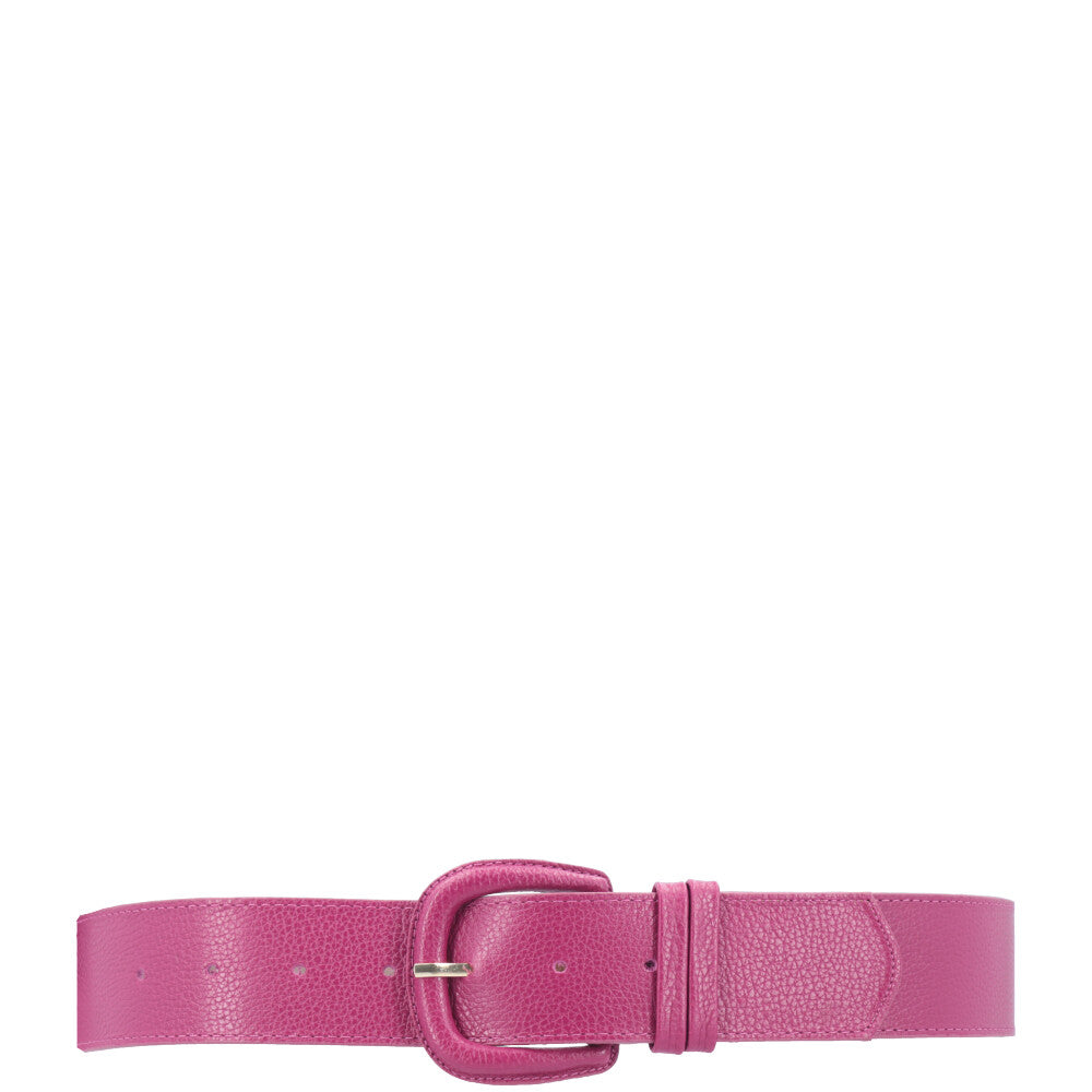 Cinto Maxi Feminino de Couro com Fivela Encapada Pink