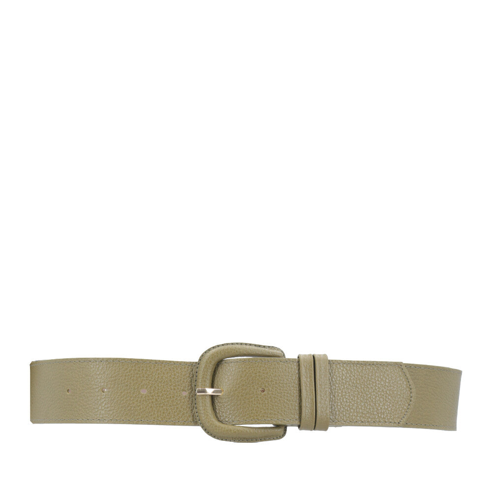 Cinto Maxi Feminino de Couro com Fivela Encapada Verde escuro