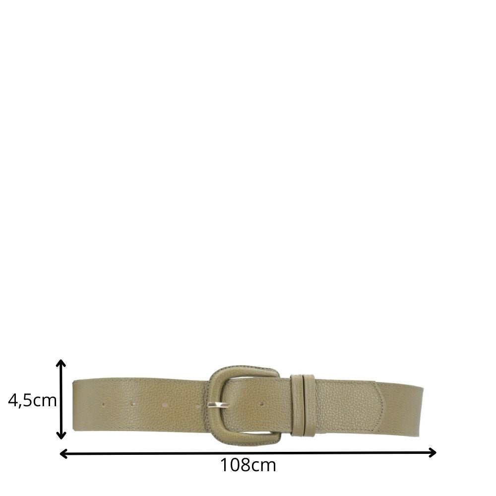 Cinto Maxi Feminino de Couro com Fivela Encapada Verde escuro