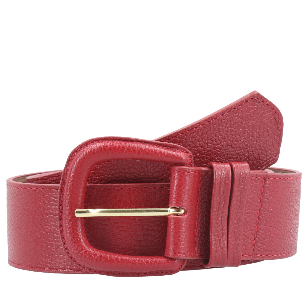 Cinto Maxi Feminino de Couro com Fivela Encapada Vermelho