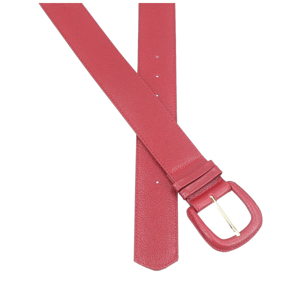 Cinto Maxi Feminino de Couro com Fivela Encapada Vermelho