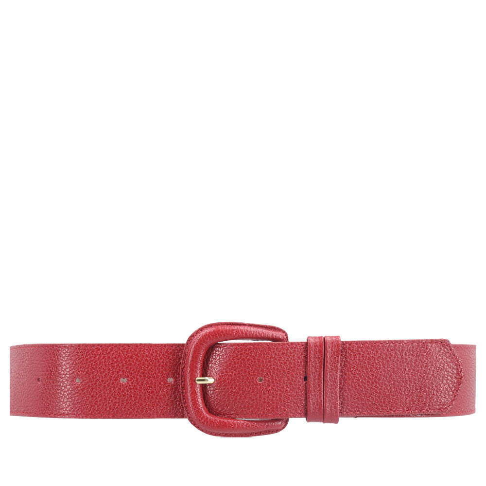 Cinto Maxi Feminino de Couro com Fivela Encapada Vermelho