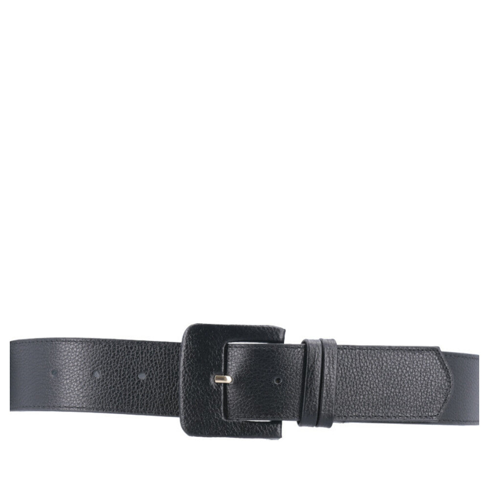 Cinto Maxi Feminino de Couro com Fivela Encapada Retangular Preto