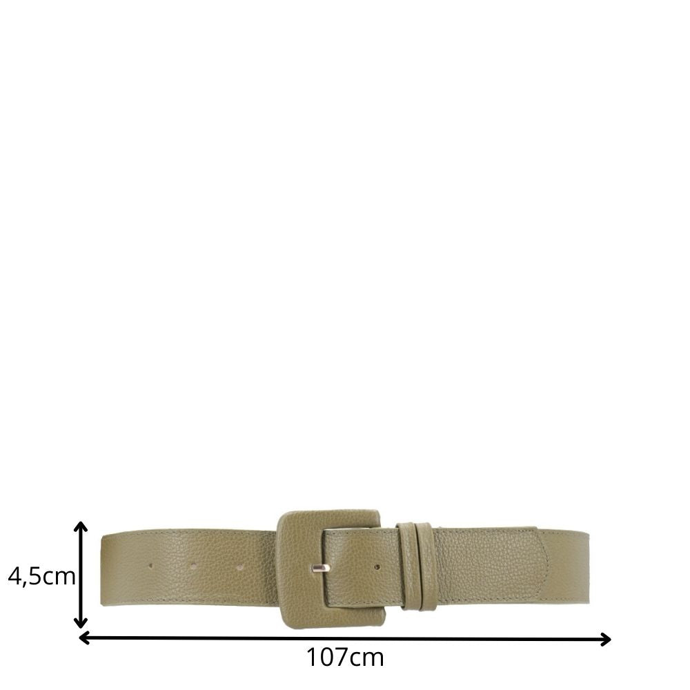 Cinto Maxi Feminino de Couro com Fivela Encapada Retangular Verde escuro
