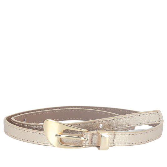 Cinto de Couro Metalizado Carol Bauarte Ouro claro