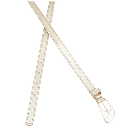 Cinto de Couro Metalizado Carol Bauarte Ouro claro