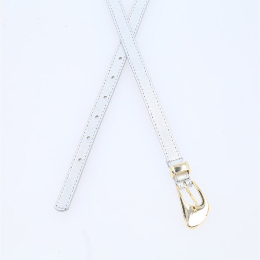 Cinto de Couro Metalizado Carol Bauarte Prata velha