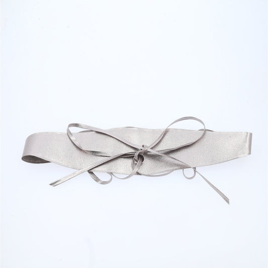 Cinto de Couro Faixa Samira Bauarte Cinza escuro