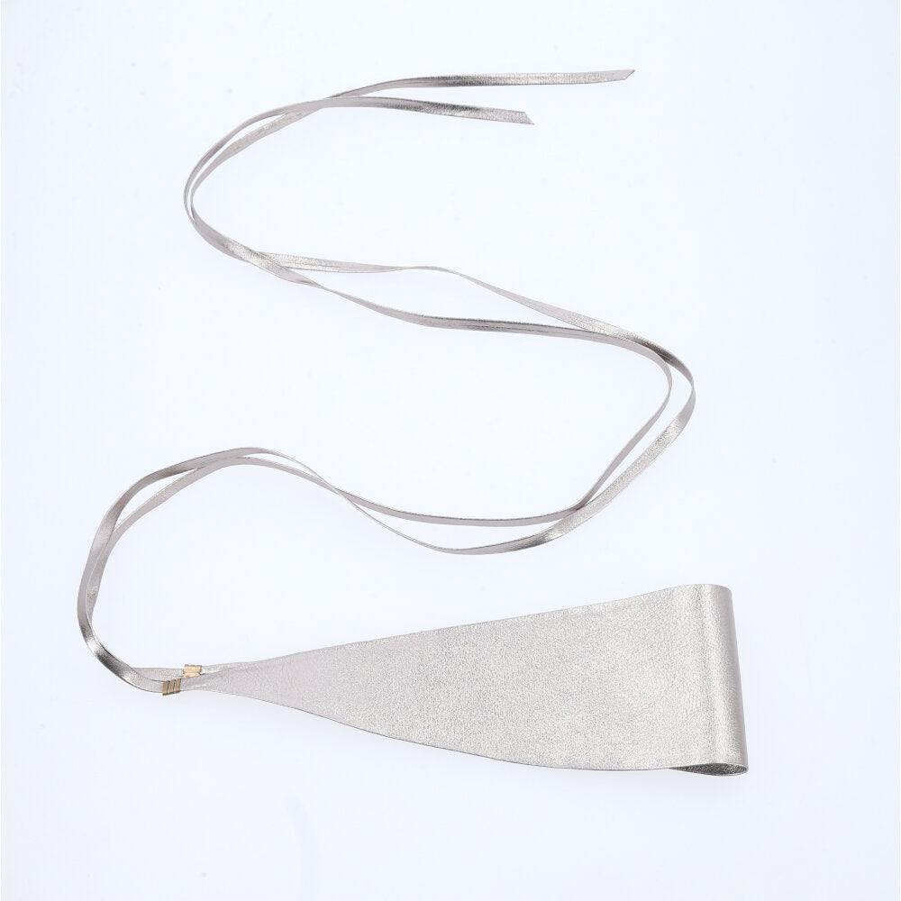 Cinto de Couro Faixa Samira Bauarte Cinza escuro