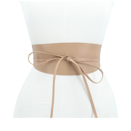 Cinto Faixa Feminino Couro Legítimo Bege escuro