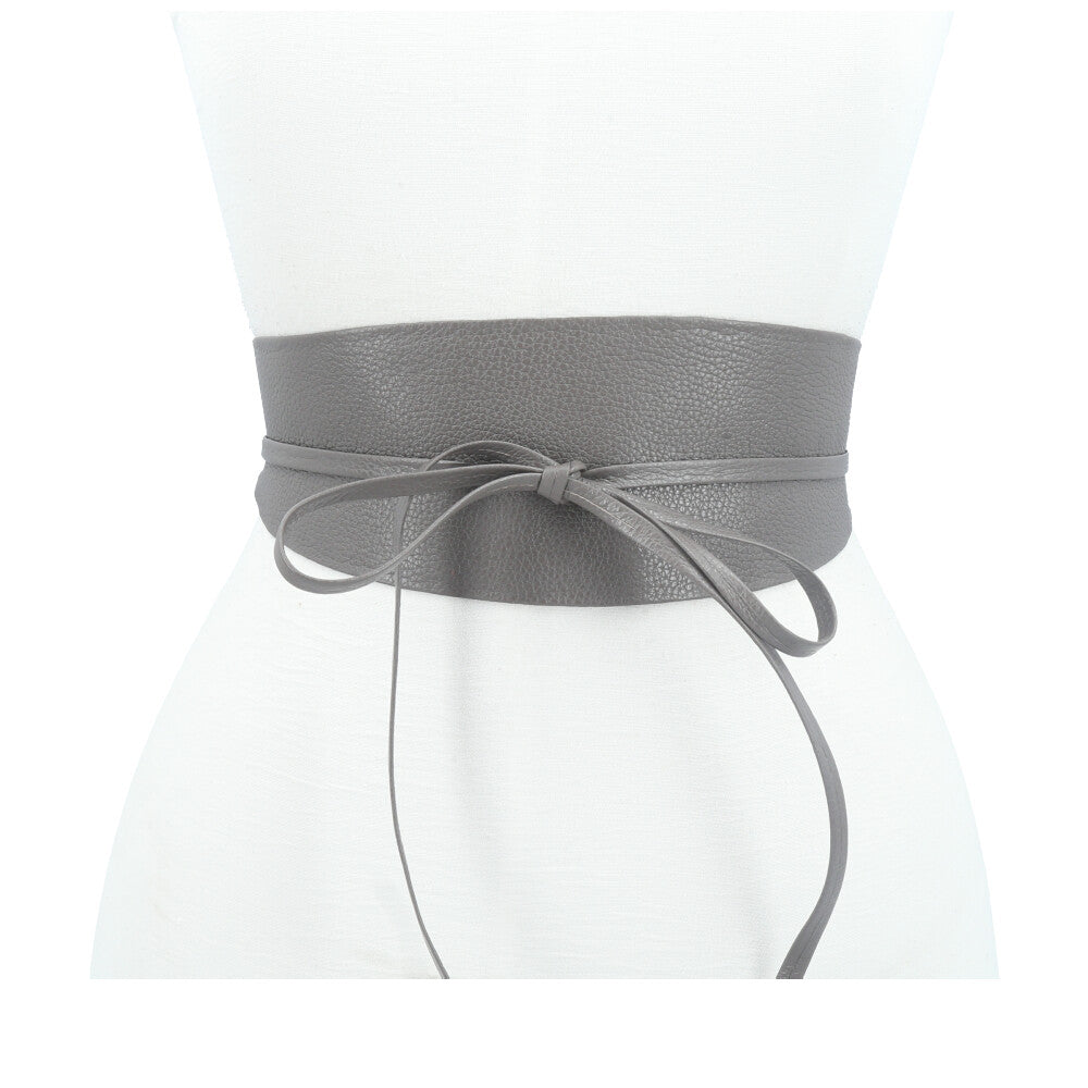 Cinto Faixa Feminino Couro Legítimo Cinza