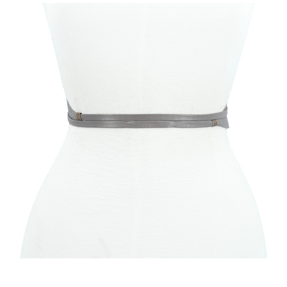 Cinto Faixa Feminino Couro Legítimo Cinza